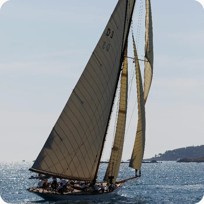 A classic sailing yacht under full sail